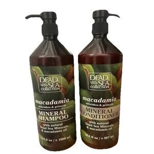 Dead Sea Collection MACADAMIA MINERAL SHAMPOO & CONDITIONER BUNDLE 33.8oz/30.6oz